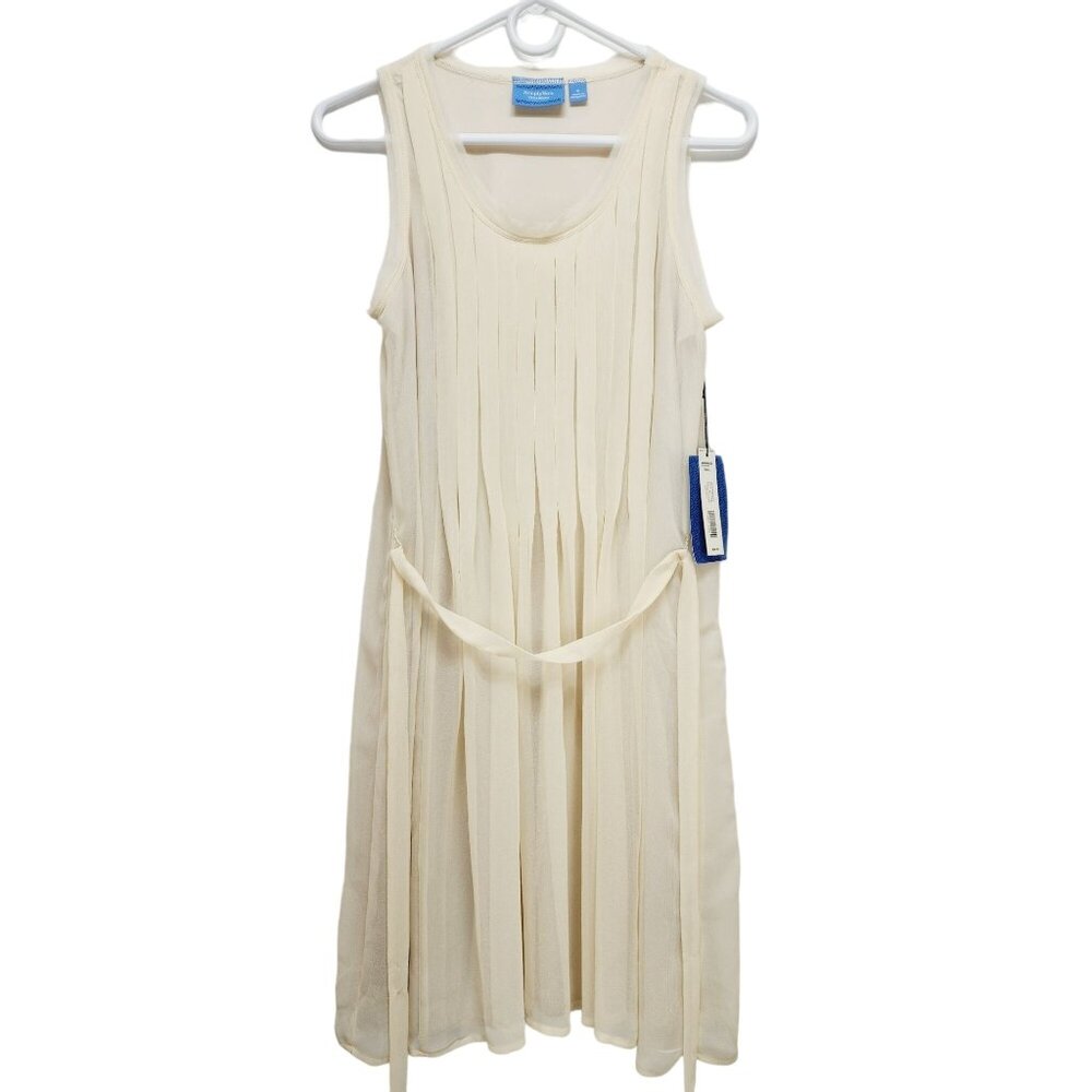 Simply Vera Vera Wang chiffon mid Dress Womens Sleeveless Pleated  beige Size S - Picture 2 of 11